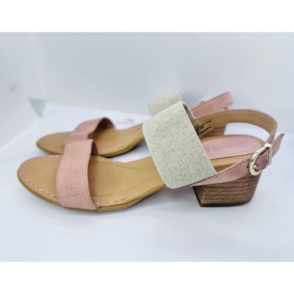 Born Opal Leather Block Sandals Buckle Pink Beige Size 8M Quite Luxury Vacation